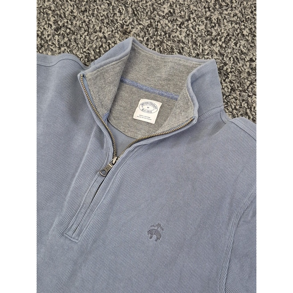 Brooks Brothers Sweater‎ Mens Medium Gray 1/4 Zip Pullover Sweater 100% Cotton